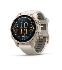 Garmin FENIX 8 - 43 MM, AMOLED, SAPPHIRE SOFT GOLD WITH FOG GRAY/DARK SANDSTONE SILICONE BAND
