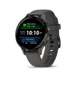 Garmin VENU 3S SLATE STAINLESS STEEL BEZEL WITH PEBBLE GRAY CASE AND SILICONE BAND